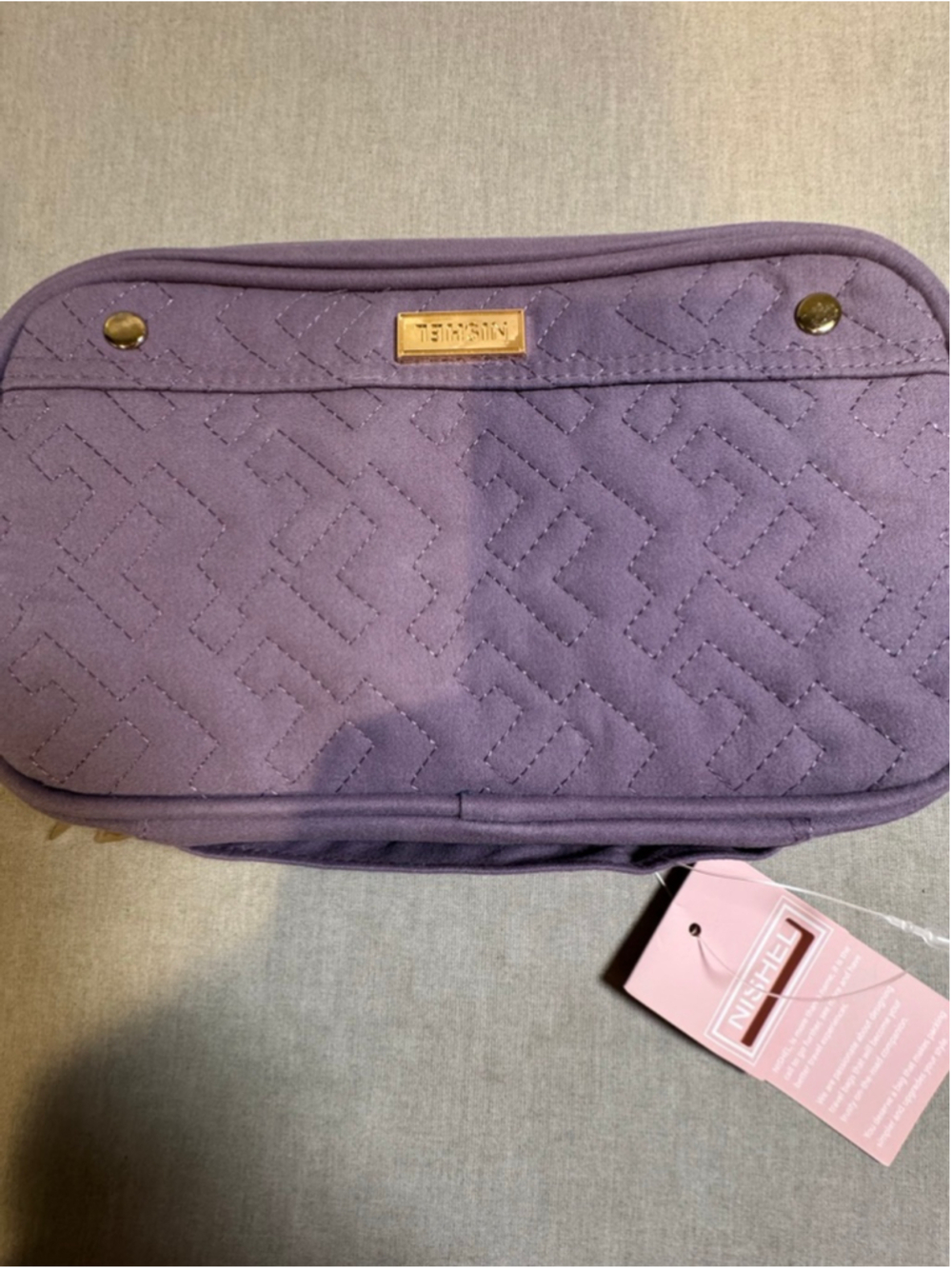 Women's NISHEL Purple Quilted Travel Cosmetic toiletries jewelry zipper Bag
